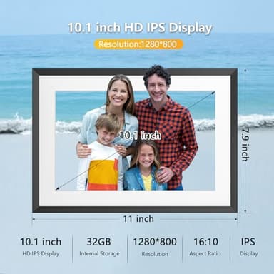 10.1" WiFi Digital Picture Frame YENOCK 32GB Smart Photo Frame IPS LCD Touch Screen Auto-Rotation Share Photos/Videos Instantly via Free APP,Mother's Day/Father's Day/Birthday/Christmas - Image 2