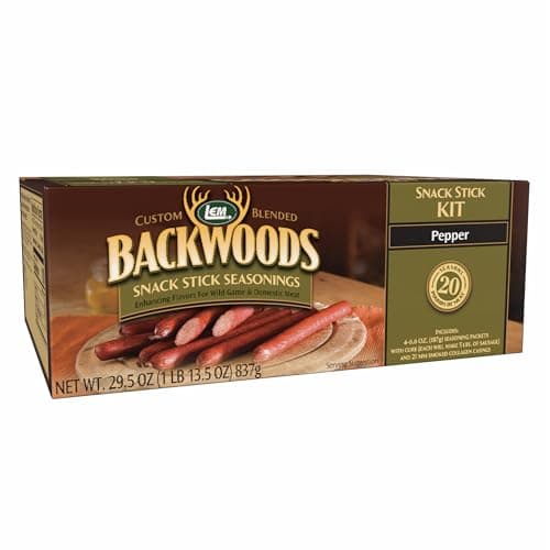 LEM Products Backwoods Pepper Snack Stick Seasoning Kit, Ideal for Wild Game and Domestic Meat, Seasons Up to 20 Pounds of Meat, 1 Pound, 13.5 Ounce Package with Pre-Measured Cure Packet Included - Image 1
