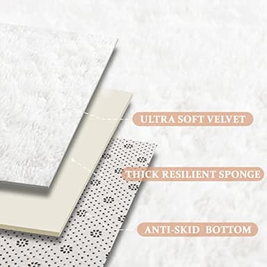 Kimicole 8x10 Large Area Rugs for Living Room Bedroom, Soft Fluffy Shaggy Rug, Non-Slip Fuzzy Furry Rugs for Nursery Kids Room Dorm Room Home Decor, High Pile Indoor Plush Floor Carpet (White) - Image 7