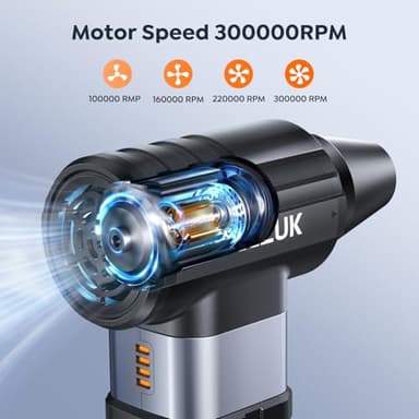 Compressed Air Duster 4-Gear Adjustable 300000RPM Electric Air Duster Rechargeable Brushless Motor Mini Cordless Air Blower for Keyboard, Electronics,Car and Home Cleaning Replaces Compressed Air Can - Image 2
