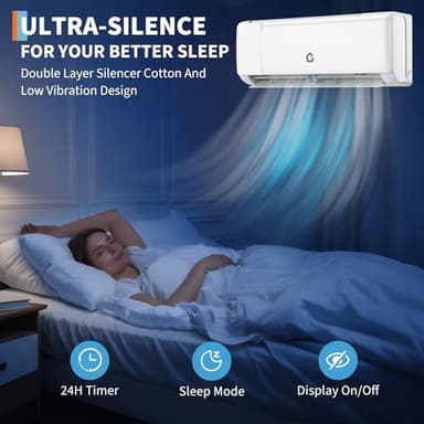 9000 BTU Mini Split Air Conditioner, 18.5 SEER2 208-230V Split Unit Ac and Heat Cool Up to 450 Sq.Ft, Ductless Air Conditioner w/Complete Installation Kit,Remote,2.0 Wifi Control,Low Noise - Image 5