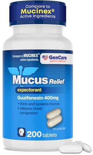 GenCare Mucus Relief Expectorant Guaifenesin 400 mg 200 Tablets Value Pack - Fast Acting Thinning of Mucus for Colds, Chest Congestion, Flu, Coughing and Allergies - Image 1