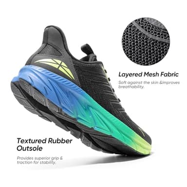 ALLSWIFIT Men's Slip On Walking Shoes Running Comfortable Tennis Breathable Non Slip Athletic Gym Workout Cross Training Fashion Sneakers,Size 9.5,Black/Green,SARR034M - Image 6