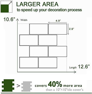 STICKGOO 10-Sheet Peel and Stick Subway Tile, Stick on Tiles Backsplash for Kitchen & Bathroom in White (Thicker Design) - Image 3