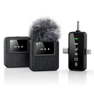 BAILIXIN 3-in-1 Mini Microphone for iPhone, Android, Camera - 328ft Long Range, 20H Battery Life, Wireless Microphones, Lapel Mic with AI Noise Reduction for Video Recording, YouTube, TikTok - Image 1