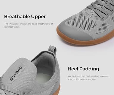 AIRHAS Men's Barefoot Shoes Zero Drop Wide Toe Box Minimalist Gym Shoes for Men Deadlift Cross Training Sneakers (Dark Grey/Gum,13.0) - Image 6