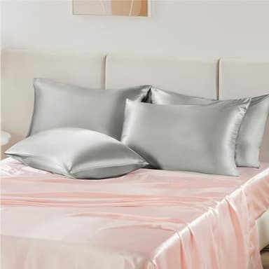 Bedsure Satin Pillowcase for Hair - Grey Satin Pillow Cases Standard Size with Zipper 4 Pack, Similar to Silk Pillow Cases for Skin, Silky & Soft, Gifts for Women Men, 20x26 Inches - Image 7