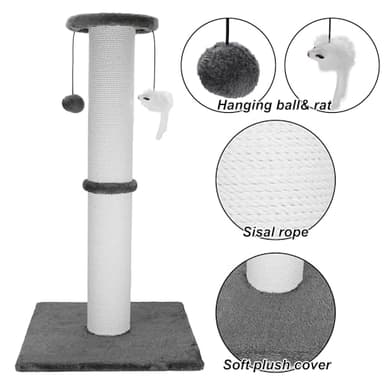 Ahomdoo Cat Scratching Post 34 Inches Heavy Duty and Thicker Cat Scratching Post Sisal Rope with Hanging Ball and Mice Scratching Post for Indoor Cats and Adult(Grey) - Image 5