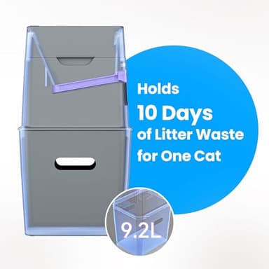 Neakasa PooGuard Litter Disposal Bin, 9.2L Trash Can for Cat Litter, Dog Waste & Diapers, with Viewing Window, Wider Opening, and 4-Month Refill Bag (Grey) - Image 2