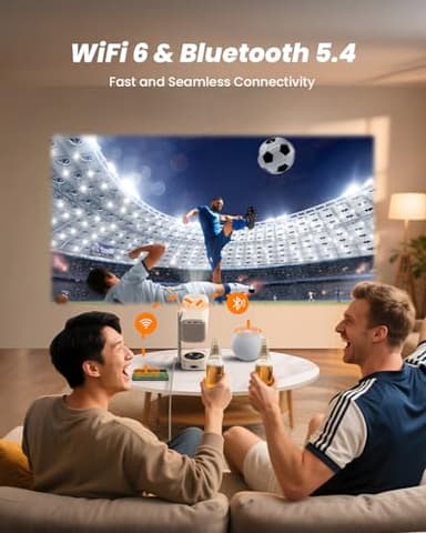 Yaber T1 Pro Mini Projector with WiFi and Bluetooth, Dolby Audio & Turbo Sonic Bass, Auto Focus & Keystone, Native 1080 FHD with HDR10, Portable Projector for Outdoor Indoor Use - Image 6