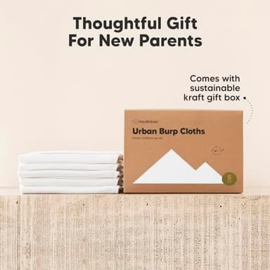 Organic Burp Cloths Baby Boy & Girl - 5-Pack Super Absorbent Cotton Burping Cloths for Babies, Soft & Plush Newborn Spit Up Rags, Infant Towels for Milk Spit Up, Unisex, Large 21" x 10" (Soft White) - Image 9