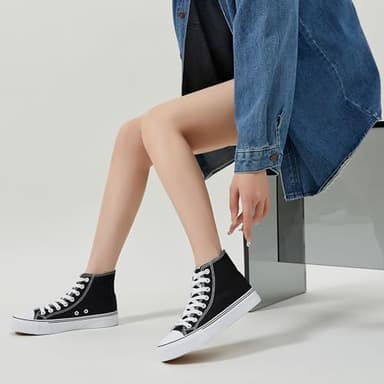 Iarus High Top Sneakers for Women White Canvas Comfortable Shoes for Women Walking Casual Sneakers Tennis Shoes(balck09) - Image 5