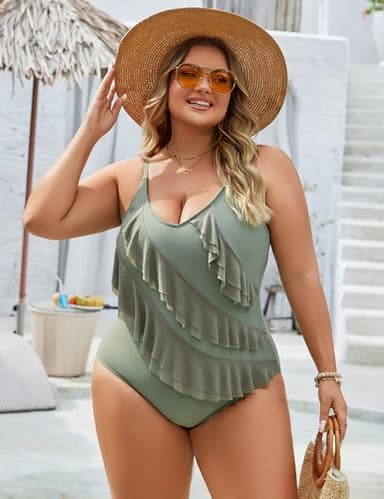 Blooming Jelly Women's One Piece Swimsuit Slimming Modest Bathing Suit Cute One Piece Swimsuit for Women(Army Green,Medium) - Image 5
