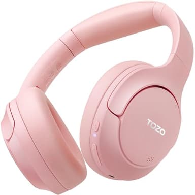 TOZO HT2 Hybrid Active Noise Cancelling Headphones, Wireless Over Ear Bluetooth Headset, 60H Playtime, Hi-Res Audio Custom EQ via App Deep Bass Comfort Fit Ear Cups, for Home Office Travel Pink - Image 1