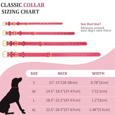 HSIGIO Leather Dog Collar for Small Medium and Large Dogs, Soft Padded Dog Leather Collar with Gold Buckle, Adjustable Genuine Leather Collars for Small Dogs(Hotpink, S) - Image 5