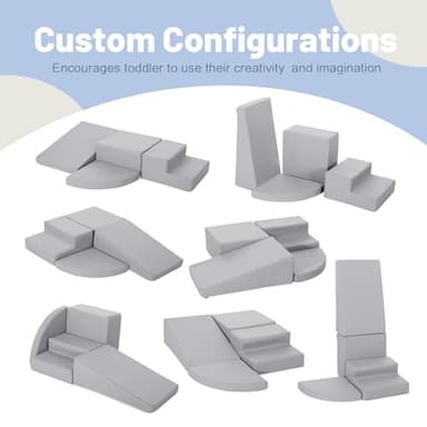 4-Piece PU Leather Baby Foam Climbing Blocks for Toddlers - Soft Play Climbing Toys for Toddlers - Foam Climbing Set for Crawling and Sliding Indoor (Gray) - Image 5