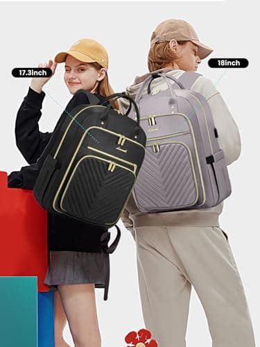 LOVEVOOK Laptop Backpack for Women, Water Resistant Travel Work Backpacks Purse Stylish Business Teacher Nurse Computer Bag with USB Charging Port,Purple Gray - Image 2