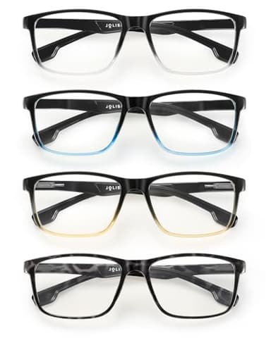 JOLISU 4 Pack Reading Glasses for Men Blue Light Blocking with Spring Hinge, Anti Eyestrain/UV Large Wide Square Readers for Men +1.50 - Image 8