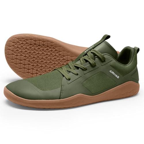 AIRHAS Men's Barefoot Shoes Zero Drop Workout Minimalist Gym Shoes for Men Deadlift Cross Training Sneakers (Olive/Gum,11) - Image 1