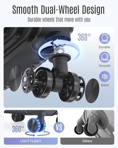 LIGHT FLIGHT Travel Luggage Sets, 3 Piece Set Suitcase with Spinner Wheels, Hardside Lightweight Luggage set with TSA Lock (20" 24" 28"), Black - Image 4