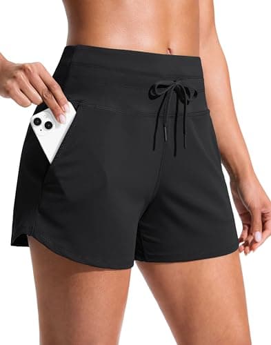 Soothfeel Women's Athletic Running Shorts with Pockets 3.5" Quick Dry High Waisted Workout Active Gym Shorts for Women Black L - Image 1