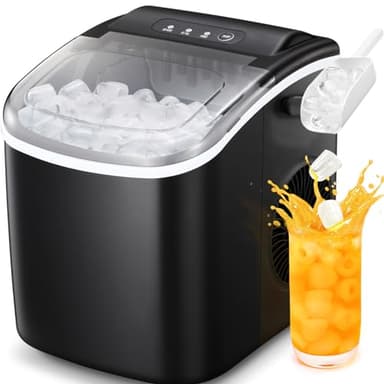Antarctic Star Countertop Ice Maker,Portable Ice Makers with Self-Cleaning, Bullet Ice Machine, 26Lbs/24H, 9 Ice Cubes Ready in 6 Mins for Kitchen Bar Party RV, Black - Image 1