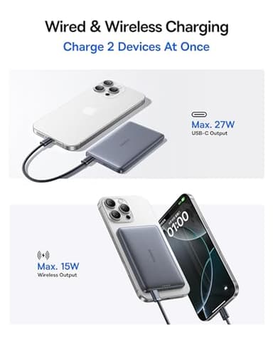 Baseus Picogo Magsafe Portable Charger, Qi2 Certified 0.5" Ultra Slim 15W Wireless Power Bank, 10000mAh 27W Fast Charging Magnetic Battery Pack with USB-C for iPhone 17/16/15/14/13/12 Series Only - Image 5
