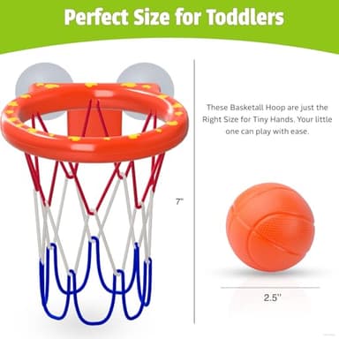 MARPPY Bath Toys - Bathtub Basketball Hoop for Kids Toddlers - Mold Free Bath Toys with Suction Cup & 3 No Hole Balls - Shower and Bathtub Toys for Toddlers - Boys Girls - Image 7