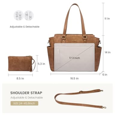 LOVEVOOK Laptop Tote Bag for Women 15.6 Inch Vintage Work Bag with Large Cup Holder, Waterproof Computer Teacher Bag - Image 4