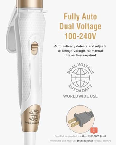 Europe Travel Curling Iron Mini: Dual Voltage Curling Iron for Traveling - Mini Travel Curling Irons 1 Inch with US Plug,Gold 450℉ for Thick/Coarse Short Hair - Image 3