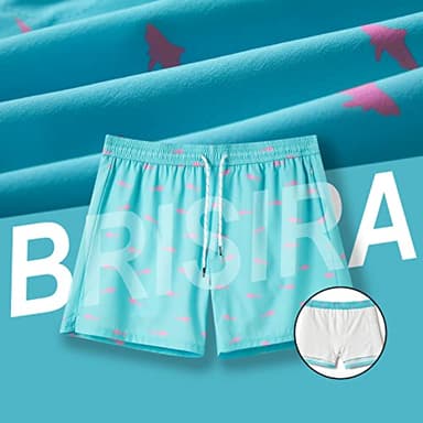 BRISIRA Mens Swim Trunks Bathing Suit 5 Inch Inseam Compression Liner Beach Swim Shorts Swimwear Quick Dry Zipper Pocket - Image 2