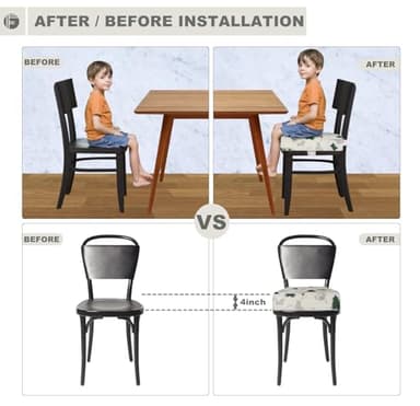 Toddler Booster Seat for Dining Table, Portable Booster Seat for Kitchen Chair, 4 Inch High-Density Foam Cushion with Adjustable Safety Straps and Non-Slip Bottom, Perfect for Kids Travel and Daily - Image 4