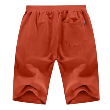 YTD Men's Shorts Casual Classic Fit Drawstring Summer Beach Shorts with Elastic Waist and Pockets M Flame Red - Image 2