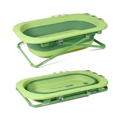 Beberoad Love Collapsible Toddler Bathtub Baby Bathtub from Newborn to Toddler Portable Infant Bathtub Height-Adjustable (Green) - Image 1