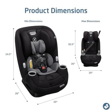 Maxi-Cosi Pria Max All-in-One Convertible Car Seat, Rear Facing Car Seat (4-40 lbs), Forward Facing Car Seat (22-65 lbs), High Back Booster Seat (40-100 lbs), Pure COSI, Essential Black - Image 9