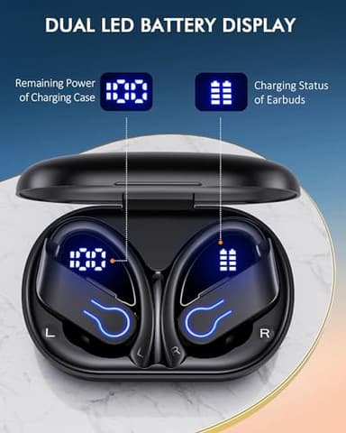 CoolJumper Wireless Bluetooth Earbuds 120H Playtime Bluetooth 5.3 Ear Buds for Sports, Hi-fi Stereo Earphones with LED Display Charging Case, Headphones for Running/Workout Audifonos inalambricos - Image 3