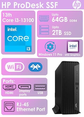 HP ProDesk G9 SFF Desktop Computer| 13th Core i3 CPU| Dual 4K Display Support| 16GB RAM, 512GB SSD| WiFi| Bluetooth| HDMI, USB, RJ-45| Windows 11 Pro| Wired Keyboard & Mouse| Business & Personal Use - Image 3