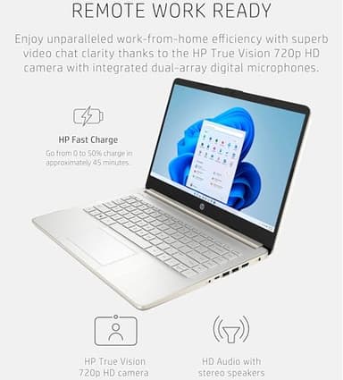 HP Touchscreen Laptop Computer for Home Student Study, 1-Year Office 365, 4GB DDR4 RAM, 64GB eMMC, Intel Processor, 14 inch Display, WiFi 6, Bluetooth, Type-C, Pale Gold, Windows 11 Home S - Image 6