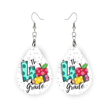 4th Grade Teacher Earrings - Elementry School Teacher Appreciation Gift - Gift for Teachers - Image 1