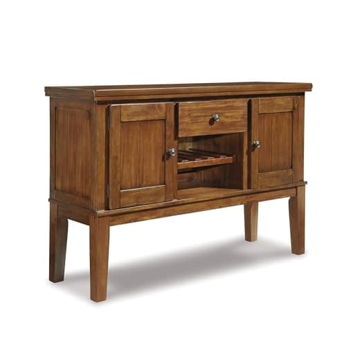 Signature Design by Ashley Ralene Rustic Dining Room Buffet Cabinet with Wine Rack, Medium Brown - Image 1
