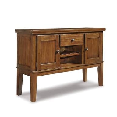 Signature Design by Ashley Ralene Rustic Dining Room Buffet Cabinet with Wine Rack, Medium Brown - Image 1