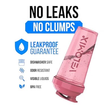 VELOMIX -2 Pack- 28 oz Protein Shaker Bottles for Protein Mixes - 2x Wire Whisk | Leak Proof Shaker Cups for Protein Shakes | Protein Shaker Bottle Pack (Pink/Turquoise) - Image 3