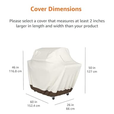 Amazon Basics Gas Grill Barbecue Cover for Outdoor, Waterproof, Anti-UV, Durable, 60 inch, Medium, Beige - Image 2