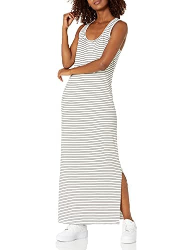 Amazon Essentials Women's Supersoft Terry Racerback Maxi Dress (Previously Daily Ritual), Black White Thin Stripe, X-Large - Image 1