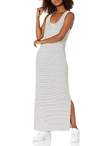 Amazon Essentials Women's Supersoft Terry Racerback Maxi Dress (Previously Daily Ritual), Black White Thin Stripe, X-Large - Image 1