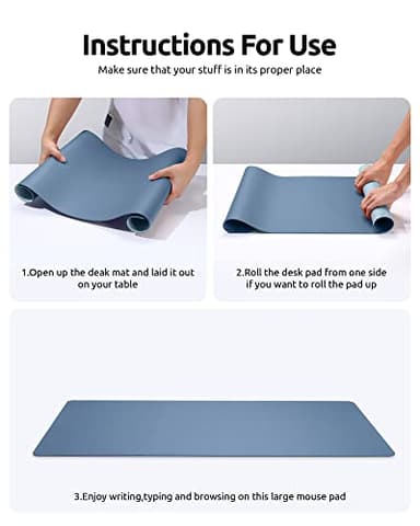 YSAGi Leather Desk Protector, Office Mat, Large Mouse Mat, Non-Slip PU Leather Blotter, Laptop Desk, Waterproof Writing Pad for Office and Home (Blue, 23.6" x 13.8") - Image 9