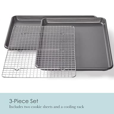 Chicago Metallic Professional Non-Stick Cookie and Jelly-Roll Pan Set with Cooling Rack, 17 by 12.25 Inches - Image 5