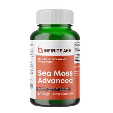 INFINITE AGE 1250mg Sea Moss Advanced Superfood Capsules, 60 Count - High-Potency, Vegan, Made in The USA - Irish Seamoss, Bladderwrack, Burdock Root - Overall Health, Immunity Support - Image 1
