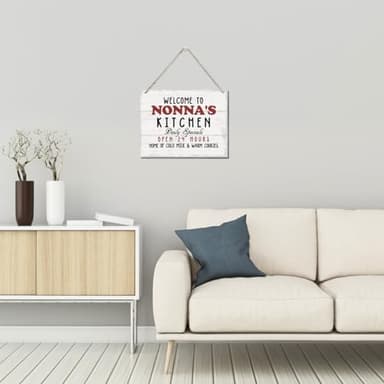 Welcome to Nonna's Kitchen Sign, Decorative Hanging Wood Plaque for Wall, Farmhouse Home Decor, Wall Decor Art, Warm Home Decor, Kitchen Door Hanger, Mother's Day Gift for Mom Grandma, JS4-40 - Image 2