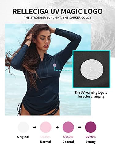 RELLECIGA Women's UV Sun Protection Long Sleeve Rashguard Swimsuit Top (XX-Large, Navy Blue) - Image 5
